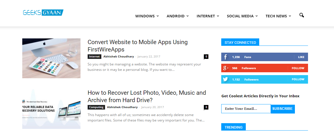 FirstWire Apps got featured on a Top Tech Blog – geeksgyaan.com